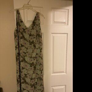 Maxi Light Green Flower Printed Dress